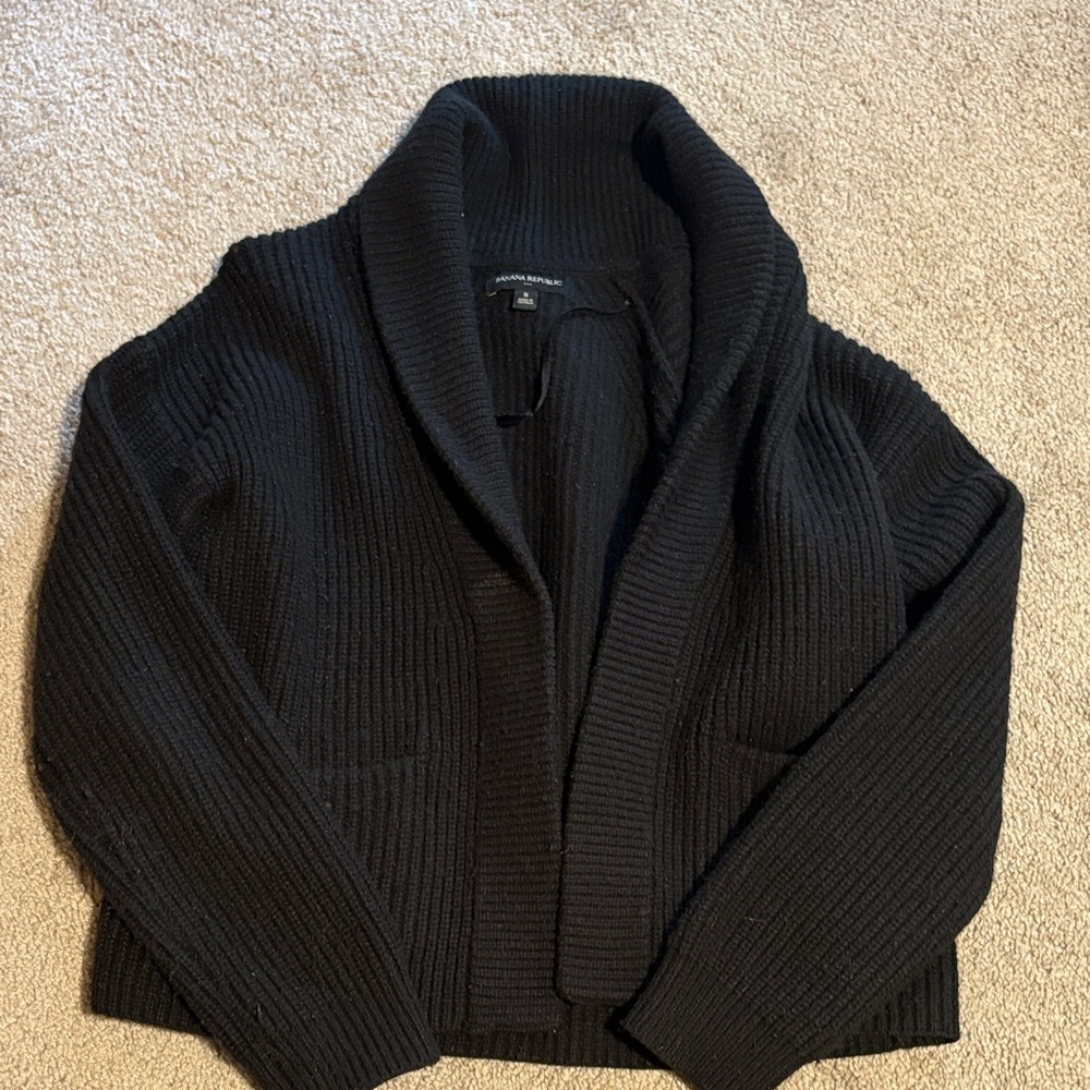 Banana Republic Black Ribbed Cardigan Sweater
